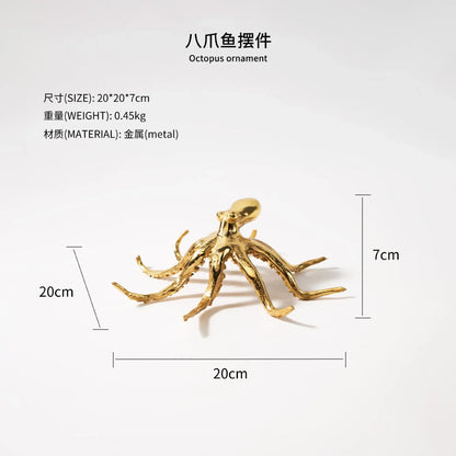 DecorBites™ Golden Octopus Metal Sculpture - Home Decor Figurine