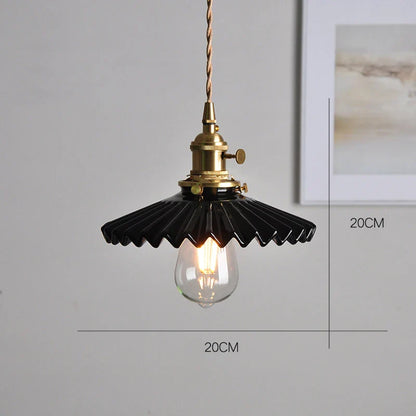 Japanese Ceramic Pendant Light With Polished Copper Finish