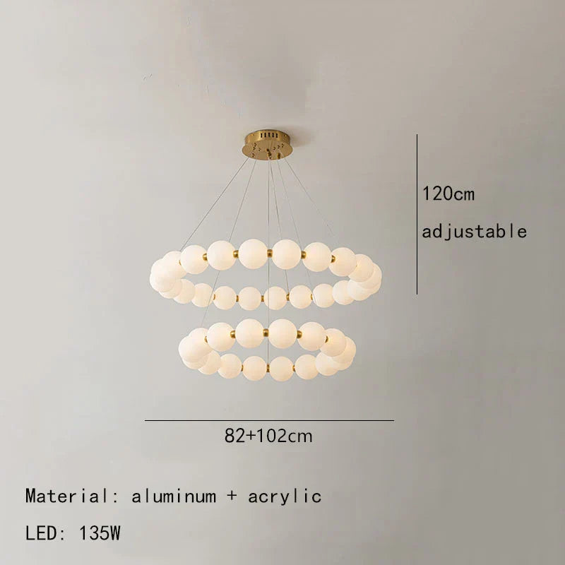 DecorBites™ Brass LED Pendant Light Dimmable Acrylic Ball Luminaire for Bedroom & Living Room