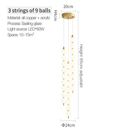 DecorBites™ Brass Full Copper Modern Chandelier Light Fixture for Stylish Living Spaces