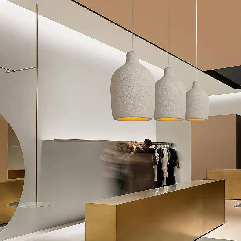 DecorBites™ LED Chandelier: Minimalist Cement Hanging Light for Bedroom and Living Room