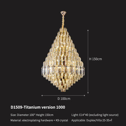 DecorBites™ Crystal Pendant Chandelier for Home, Hotel, Restaurant - Luxury Duplex Hall Light