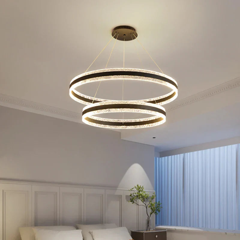 DecorBites™ Circle Rings LED Chandelier for Living & Dining Room - Modern Acrylic Aluminum Lighting