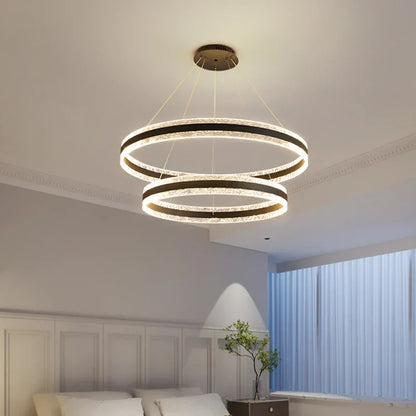 DecorBites™ Circle Rings LED Chandelier for Living & Dining Room - Modern Acrylic Aluminum Lighting