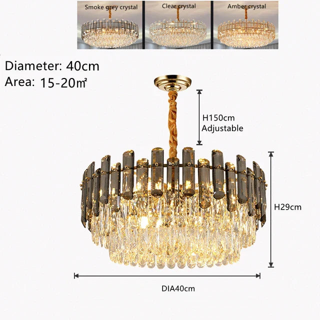 Gold Crystal Ceiling Chandelier Amber DIA95cm
