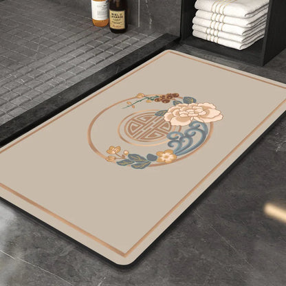 Decobites Chinese Style Diatom Mud Entry Door Mat - Super Absorbent & Anti-Slip