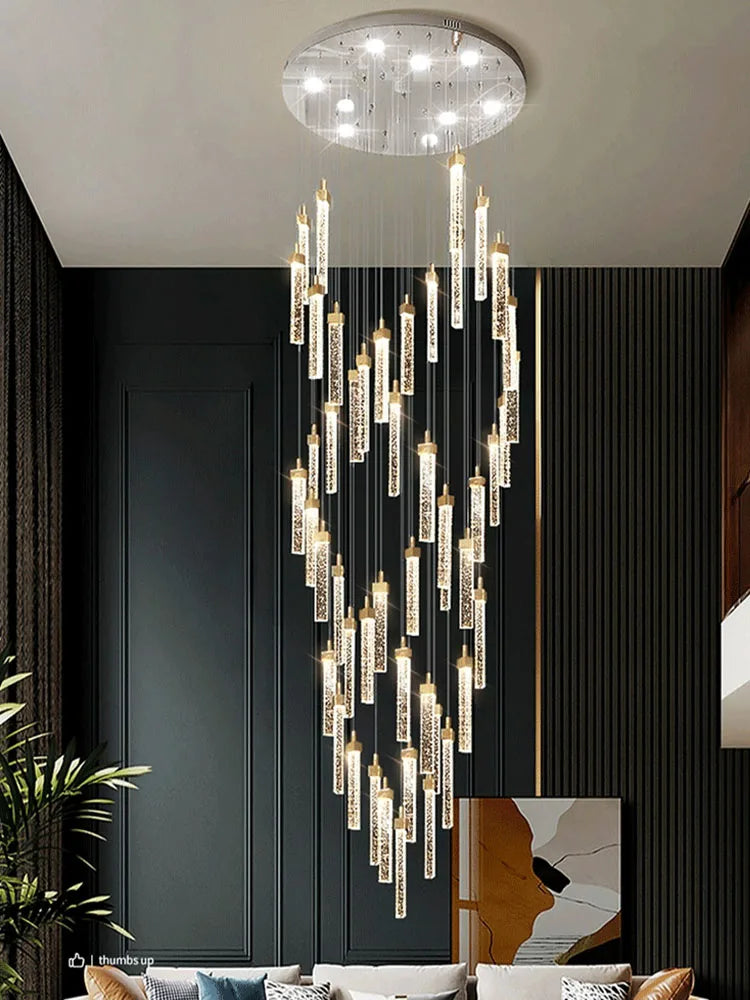 DecorBites™ Crystal Ceiling Chandelier: Modern Nordic Design, Long Staircase Pendant Lamp
