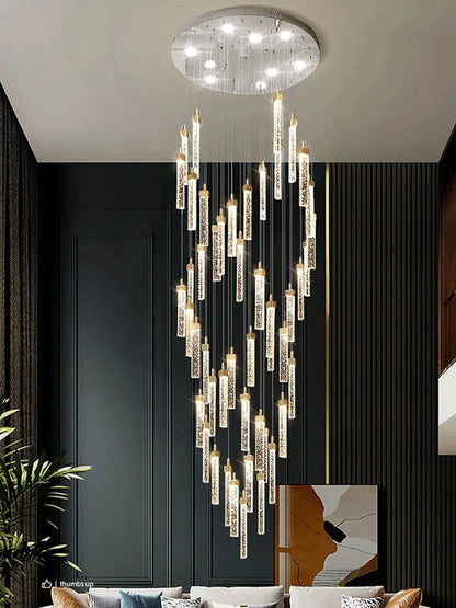 DecorBites™ Crystal Ceiling Chandelier: Modern Nordic Design, Long Staircase Pendant Lamp