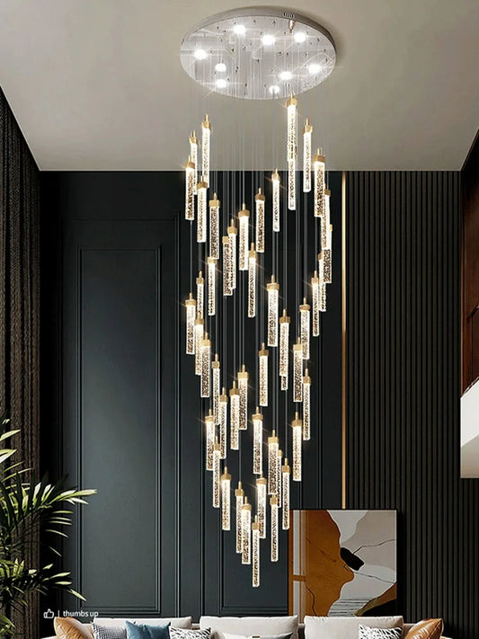 DecorBites™ Crystal Ceiling Chandelier: Modern Nordic Design, Long Staircase Pendant Lamp