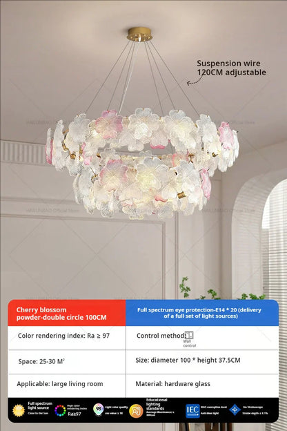DecorBites™ Petals Crystal Chandelier Light: French Living Room & Dining Room Luxury Lighting