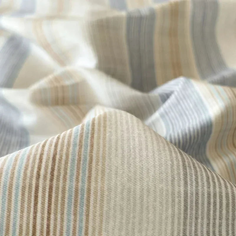 DecorBites™ Grid Printed Cotton Fitted Sheet Set - Double-Sided Mix Color Quilt Cover