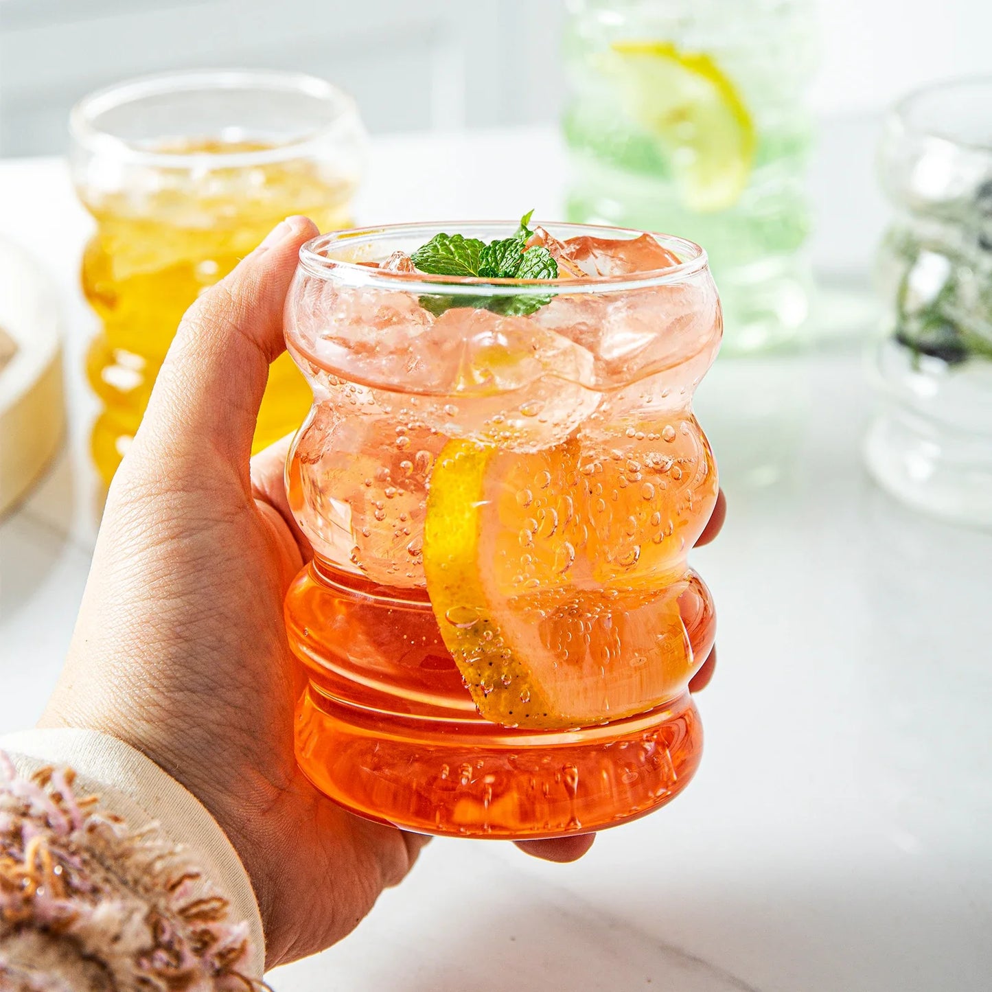 Vasos de vidrio DecorBites™ con diseño creativo - Capacidad de 300 ml | Perfectos para cócteles y lattes