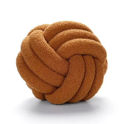 DecorBites™ Lamb Fleece Sofa Bed Pillows, High-End Knotted Ball Cushions for Elegant Living Room Decor