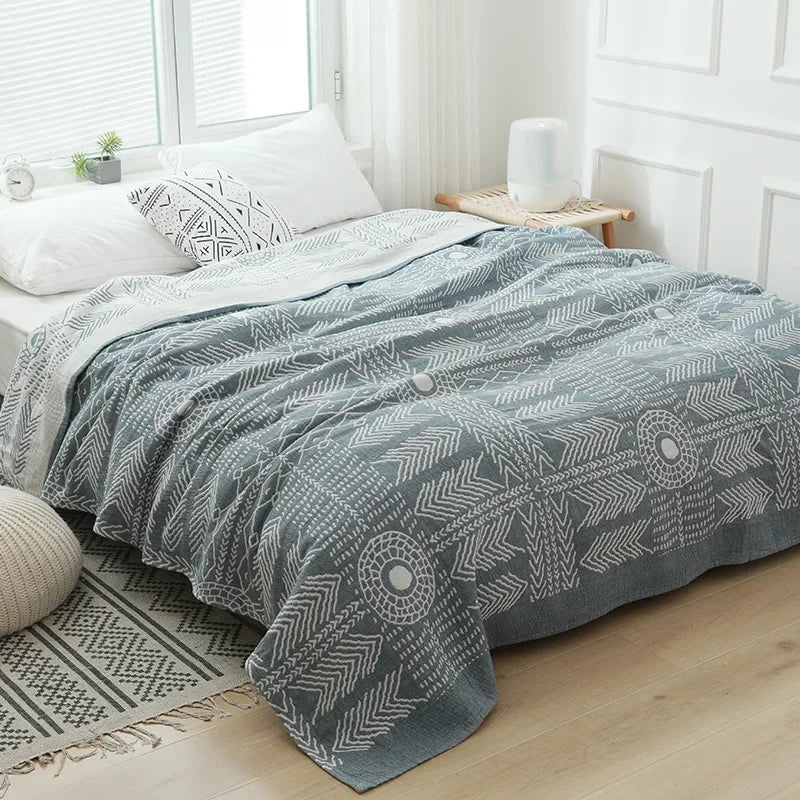 DecorBites™ Cotton Gauze Throw Blanket - Soft and Cozy Bedspread for Summer - Ideal for Dorms, Sofas, and Couples
