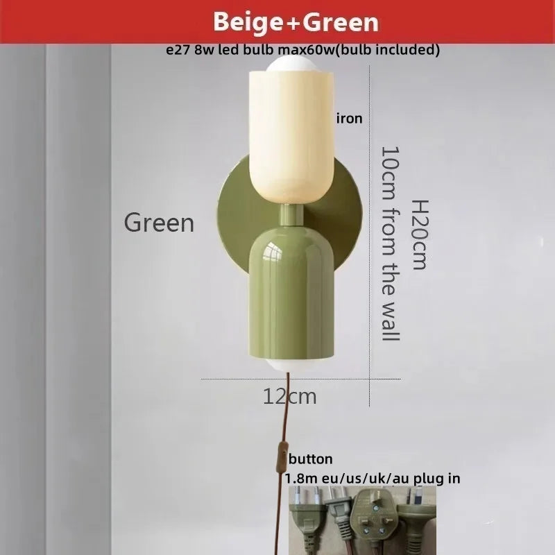 DecorBites™ LED Wall Lights Colorful Iron Double Heads Modern Bedside Lamp