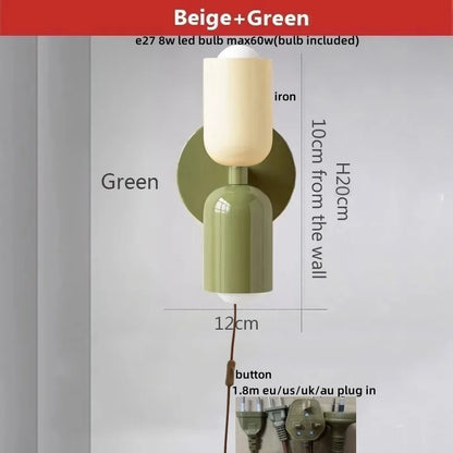 DecorBites™ LED Wall Lights Colorful Iron Double Heads Modern Bedside Lamp