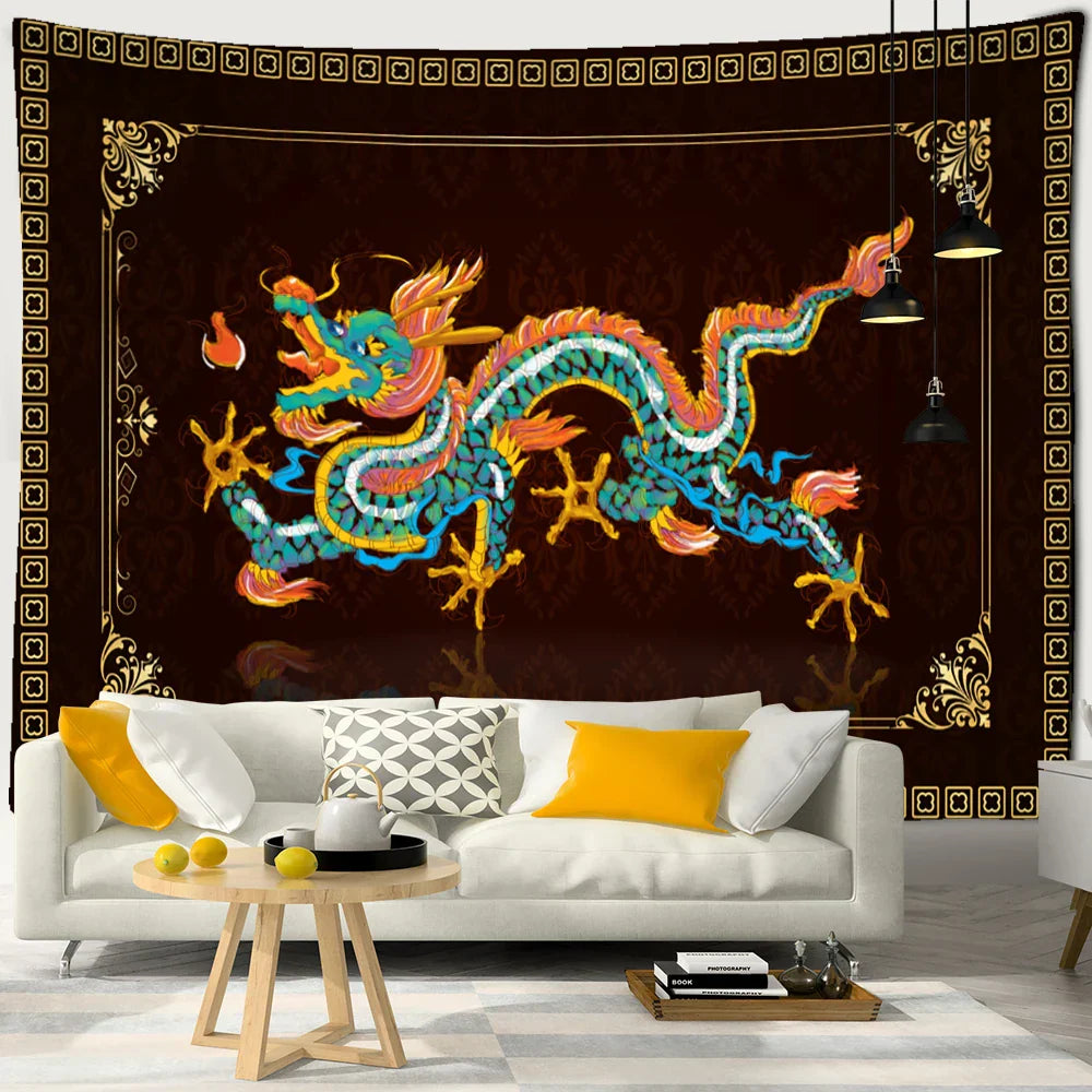 Dragon Totem Tapestry Wall Hanging for Home Decor - Decobites Hippie Art