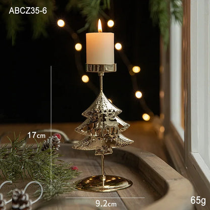 Christmas Votive Candle Holder Metal Tealight Holder Xmas tree elk Snowflake Patterns for Winter Xmas Table Centerpiece Decor