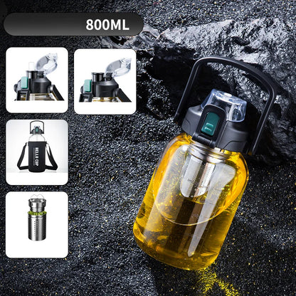 DecorBites™ Glass Cup with Handle | Double Drinking, Portable Tea Water Separation Mug