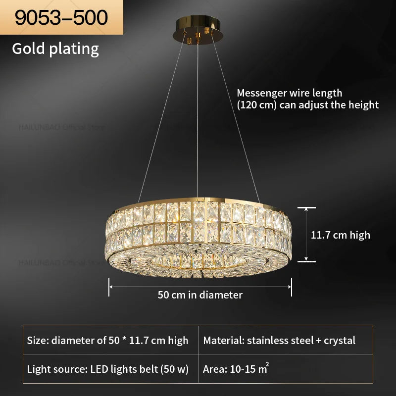 DecorBites™ Crystal Chandelier: Modern Luxury Lighting for Living Room, Restaurant, and Villa