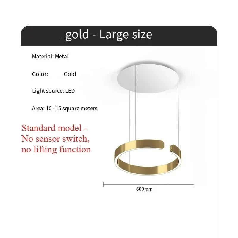 Modern Ring LED Pendant Light in Black or White