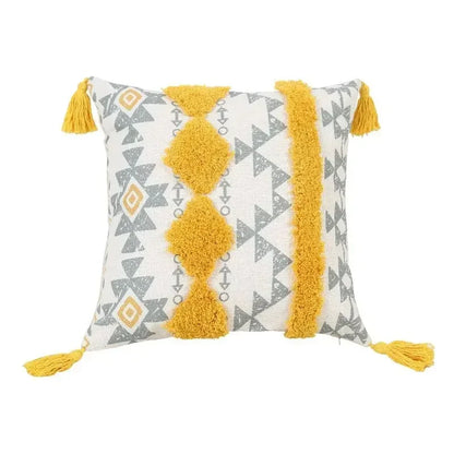 غطاء وسادة DecorBites™‎ بتصميم هندسي مزخرف بشراشيب - غطاء وسادة مصنوع يدويًا بتصميم بوهو شيك