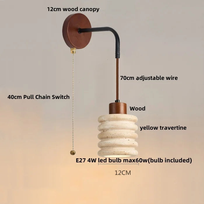 Aplique de pared DecorBites™ LED de cristal blanco con interruptor de cadena moderno para mesilla de noche