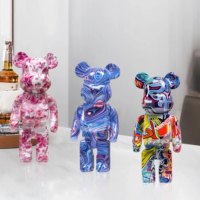 Figura DecorBites™ Oso Graffiti de 27 cm | Estatua y hucha decorativas modernas para el hogar