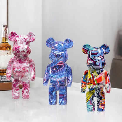 Figura DecorBites™ Oso Graffiti de 27 cm | Estatua y hucha decorativas modernas para el hogar