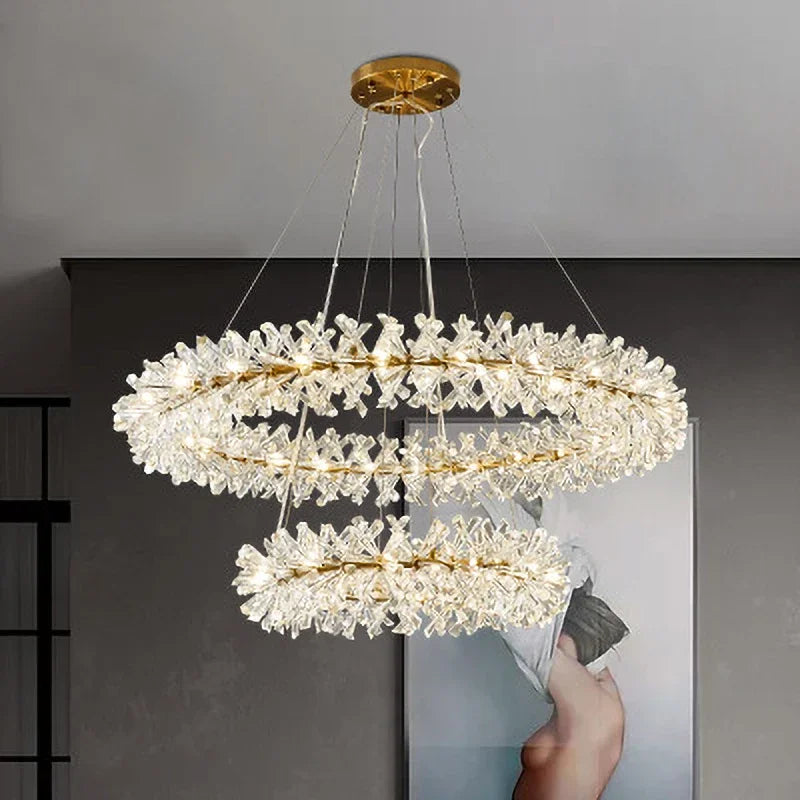 DecorBites™ Crystal Flower Chandelier: Luxury LED Ceiling Light for Home Decor, Living Room, Bedroom