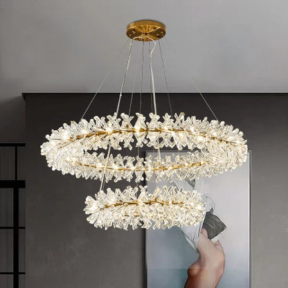 DecorBites™ Crystal Flower Chandelier: Luxury LED Ceiling Light for Home Decor, Living Room, Bedroom