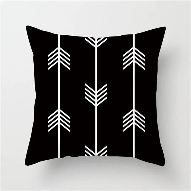DecorBites™ Heart Stripe Pillow Cases | Black & White Polyester Cushion Covers