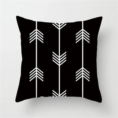 DecorBites™ Heart Stripe Pillow Cases | Black & White Polyester Cushion Covers