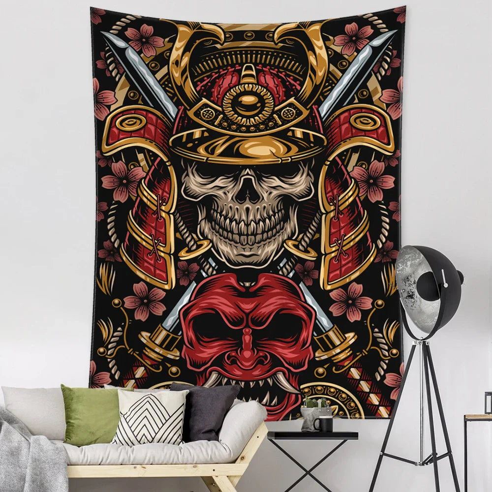 Decobites Viking Person Head Tapestry Psychedelic Wall Hanging for Bohemian Room Decor