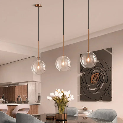 DecorBites™ Clear Glass Ball Pendant Chandelier for Dining Room Bedroom Decor Lighting