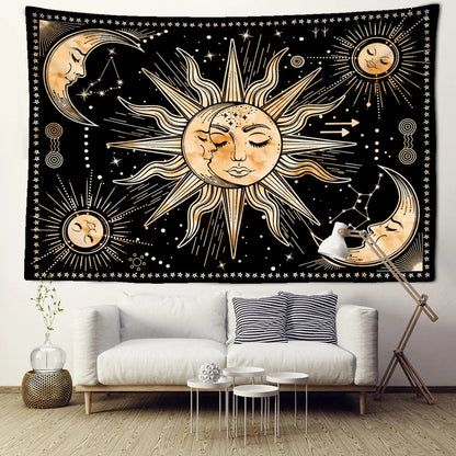 Decobites Star Sun Moon Tarot Tapestry: Mystic Hippie Wall Hanging for Home Decor