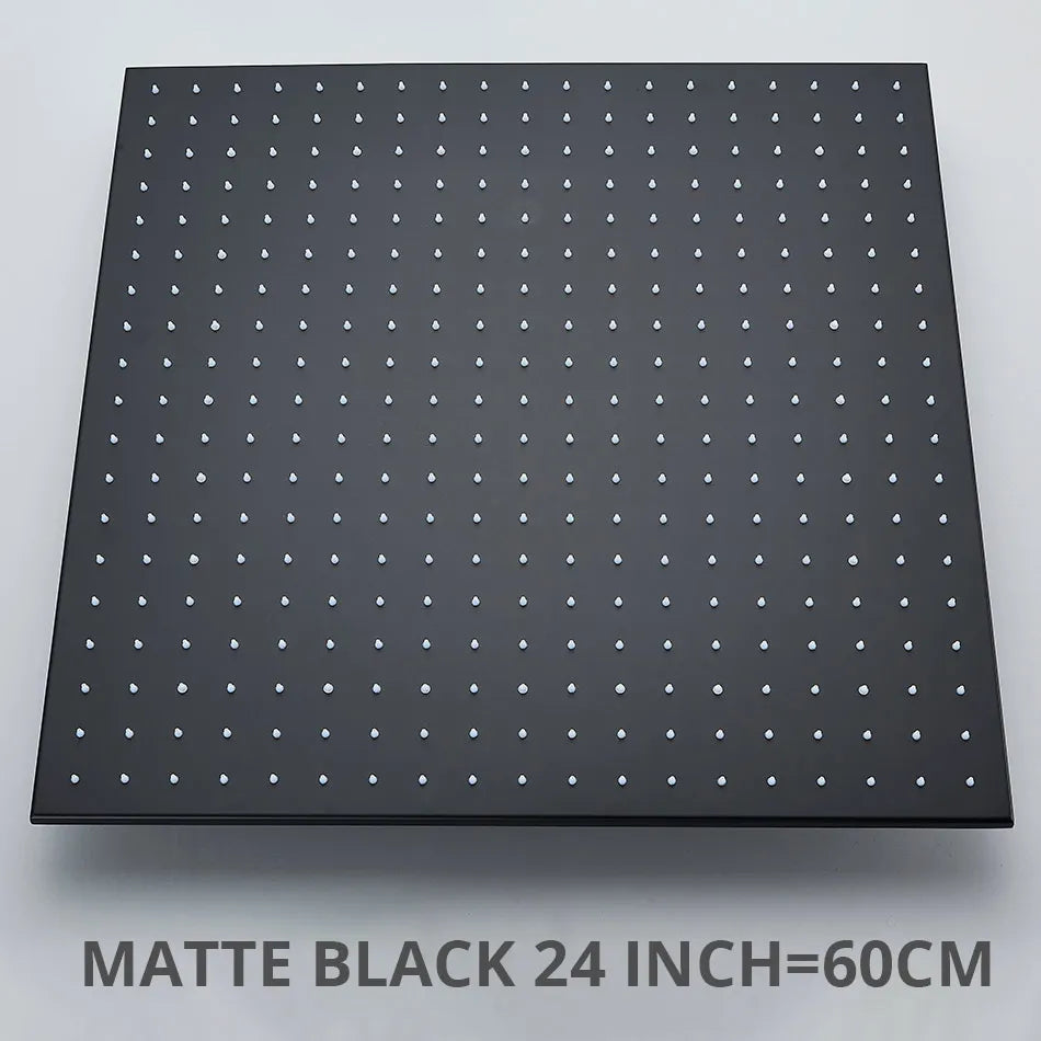 Cabezal de ducha tipo lluvia con luz LED cromada DecorBites™ de 24 pulgadas, montaje en techo, rociador superior y brazo.