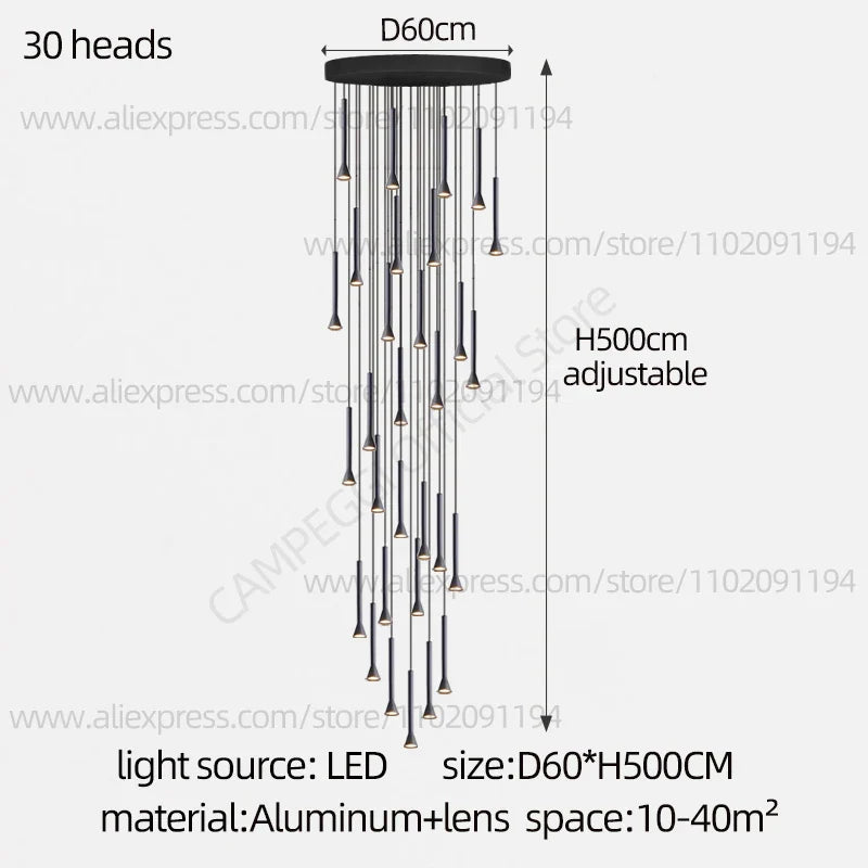 DecorBites™ Horn-Shaped Nordic Pendant Lamp for Modern Living Room and Staircase