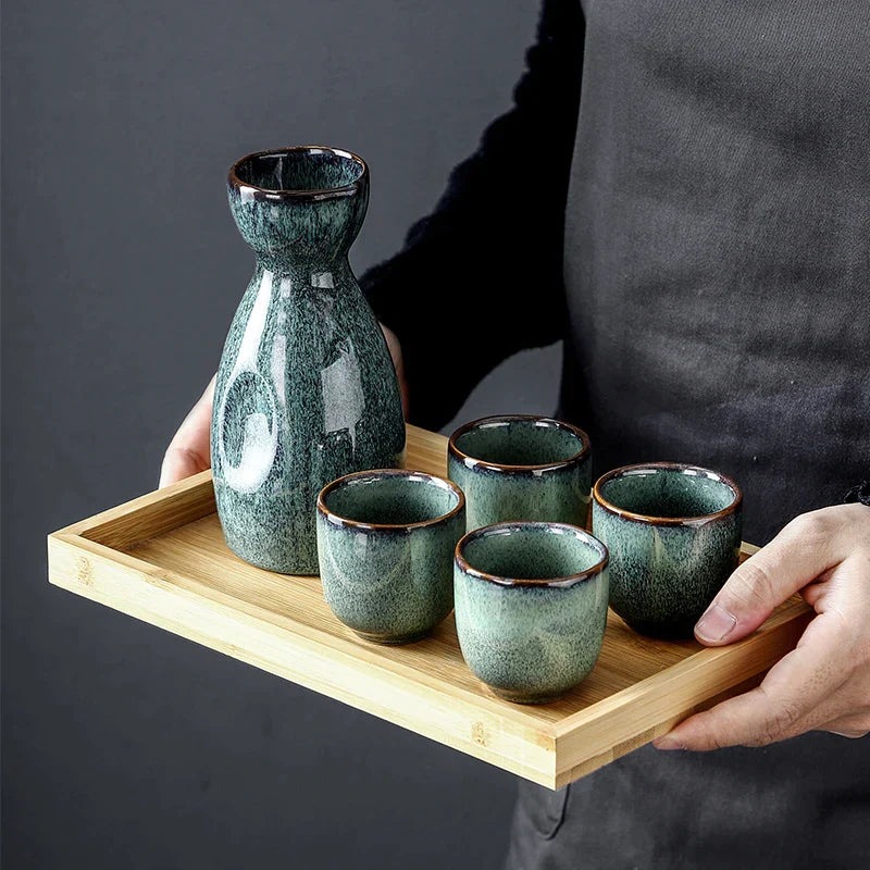 Juego de Cerámica Japonesa Vintage Decorbites™ para Vino | Dispensador Comercial para Sake y Shochu