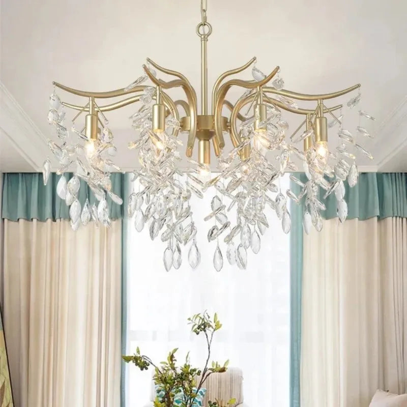 DecorBites™ Gold Crystal Ceiling Chandelier for Bedroom Dining Living Room