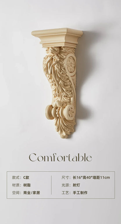 Lámpara de pared DecorBites™ de resina color crema con casquillo LED E27 para espacios clásicos