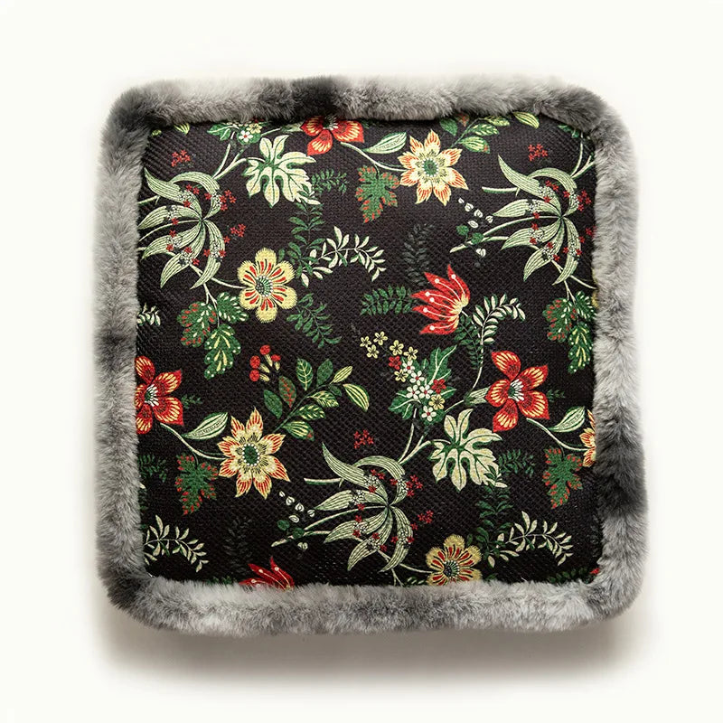 Cojines cuadrados para silla DecorBites™ con estampado floral bohemio y ribete de piel sintética: almohadilla de asiento suave y gruesa