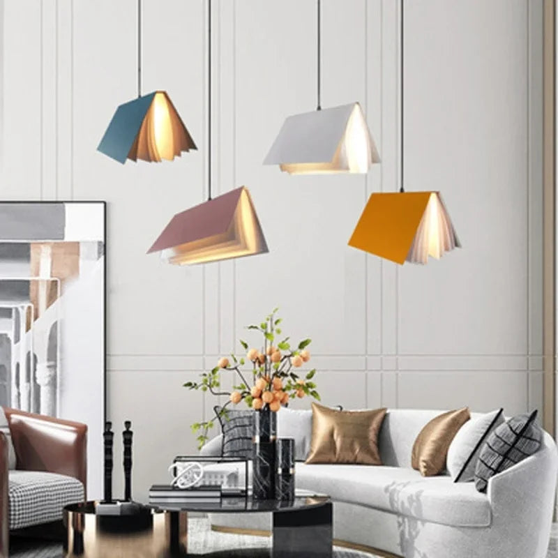 DecorBites™ Book Pendant Lamp: LED Nordic Design for Living Room, Bedroom, and Children Room.