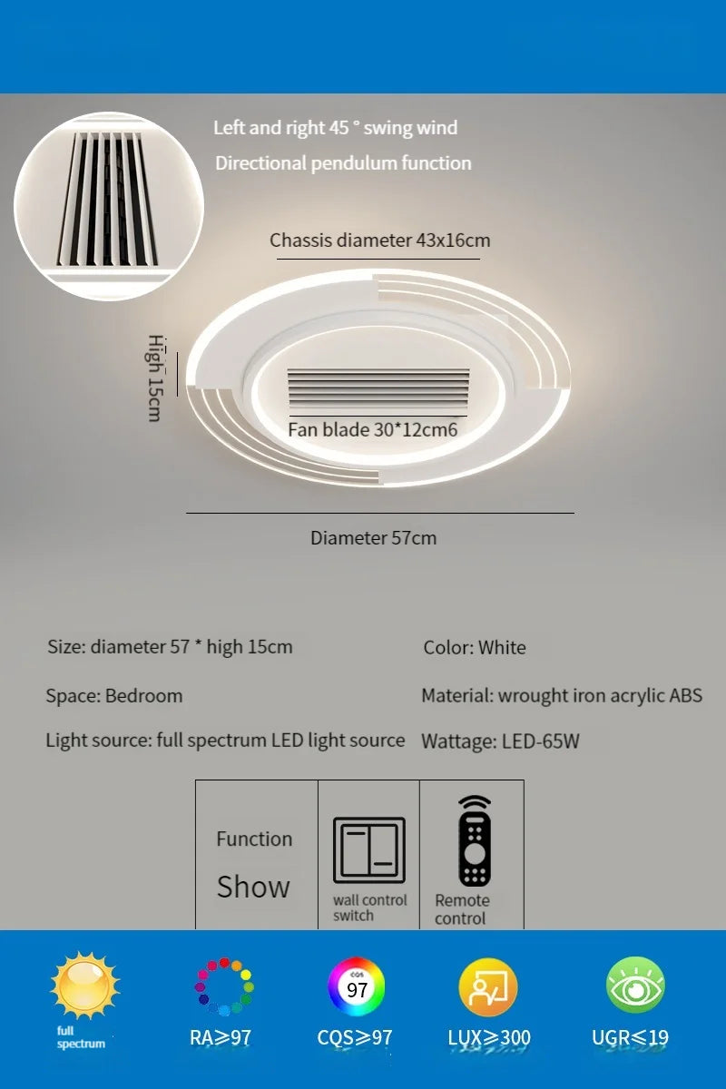 DecorBites™ LED Bladeless Ceiling Fan with Remote Control for Modern Living Room