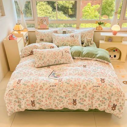 DecorBites™ Cartoon Print Milk Velvet Bedding Set: Cozy, Skin-Friendly Winter Bedclothes