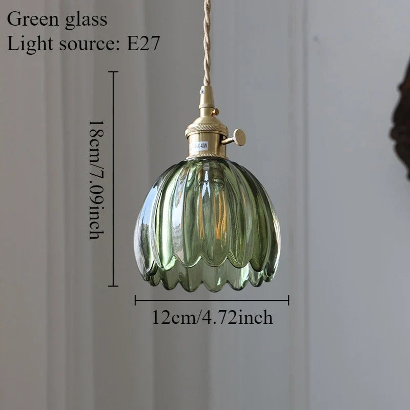 Vintage Champagne Glass Pendant Light With Iron Finish