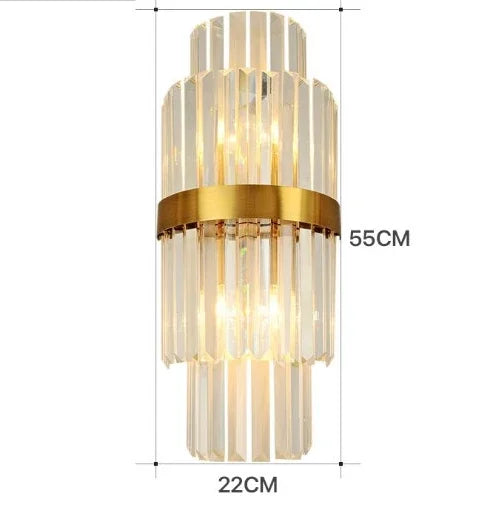 DecorBites™ Gold Crystal Glass Wall Sconce Light Fixture for Luxury Bedroom Decor