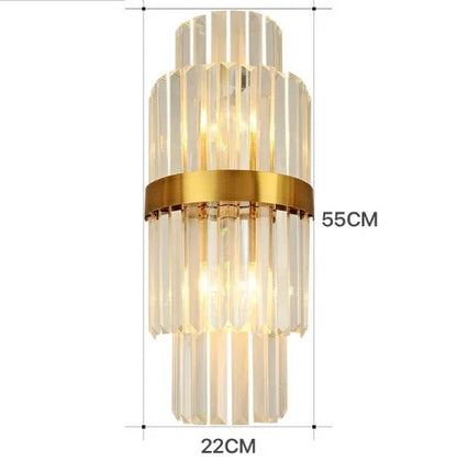 DecorBites™ Gold Crystal Glass Wall Sconce Light Fixture for Luxury Bedroom Decor