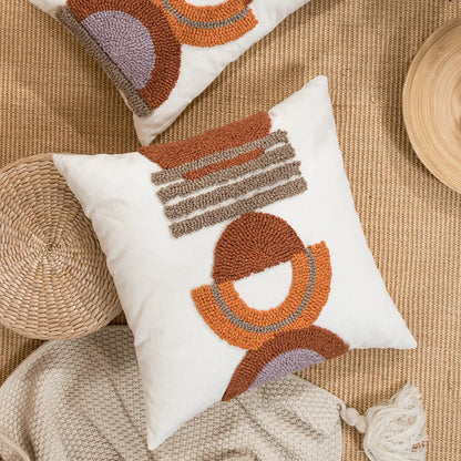 DecorBites™ Half-circle Tufted Cotton Canvas Embroidery Throw Pillow Cover - Modern & Stylish