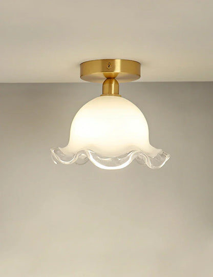 DecorBites™ Antique Glass Ceiling Light: Elegant French Design, Unique Modern Brass Luminaria